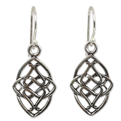 Gordian Knot Hand Crafted Sterling Silver Dangle Earrings from Thailand