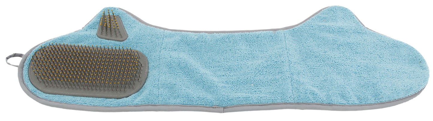 Pet Life ® 'Bryer' 2-in-1 Hand-Inserted Microfiber Pet Grooming Towel and Brush