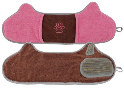 Pet Life ® 'Bryer' 2-in-1 Hand-Inserted Microfiber Pet Grooming Towel and Brush