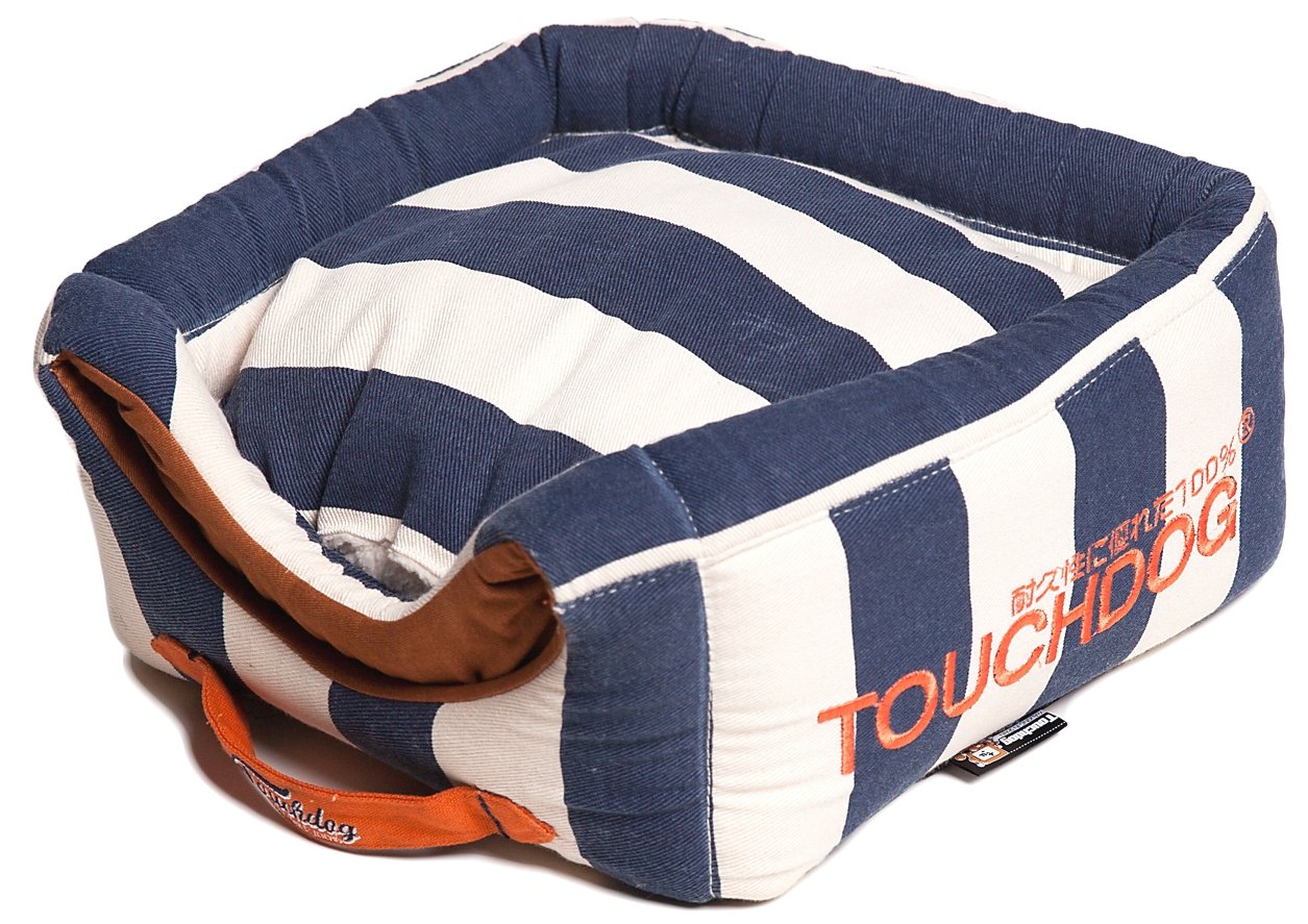 Touchdog&reg; Polo-Striped 2-in-1 Collapsible Dog House Bed