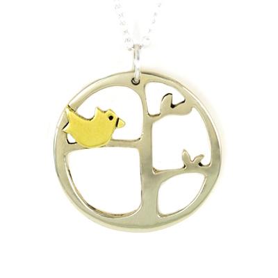 Momma Bird Mixed Metals Necklace