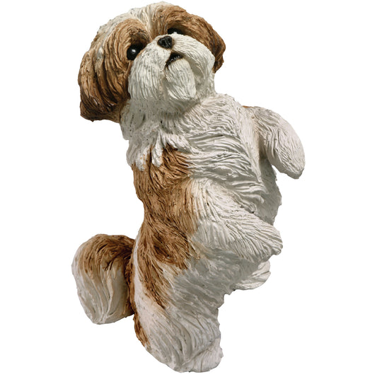 Gold & White Shih Tzu Dog Sculpture