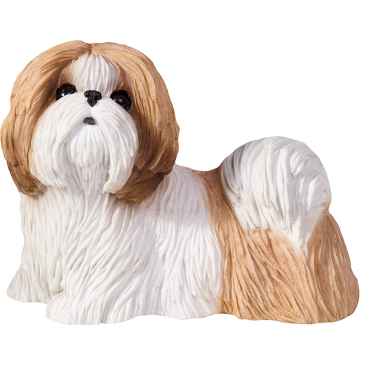 White & Gold Shih Tzu Dog Sculpture