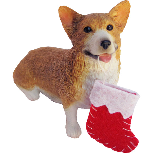 Sitting Red Pembroke Welsh Corgi Christmas Ornament