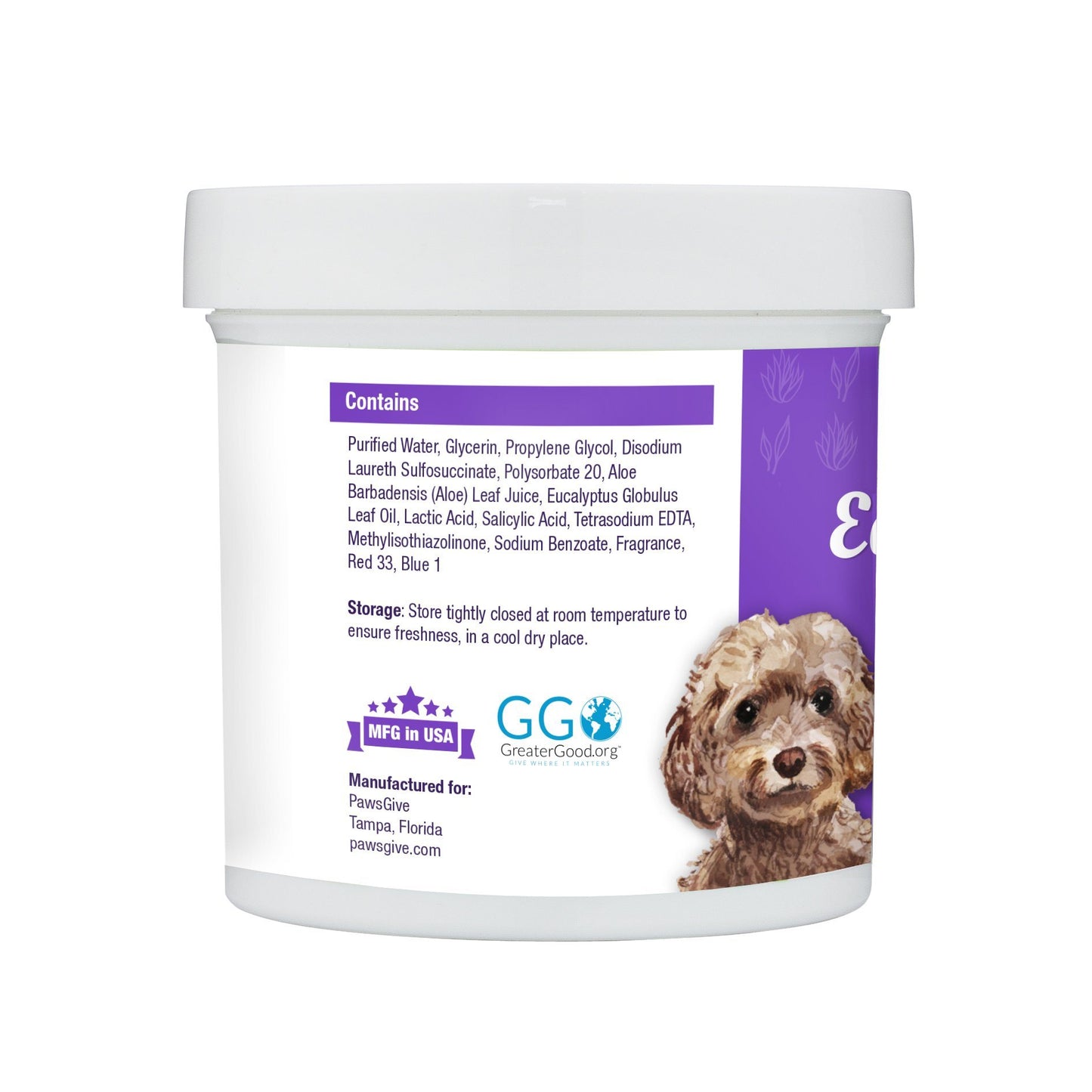 PawsGive - PawsGive Ear Cleaning Wipes For Dogs With Aloe & Eucalyptus - 100 Ct