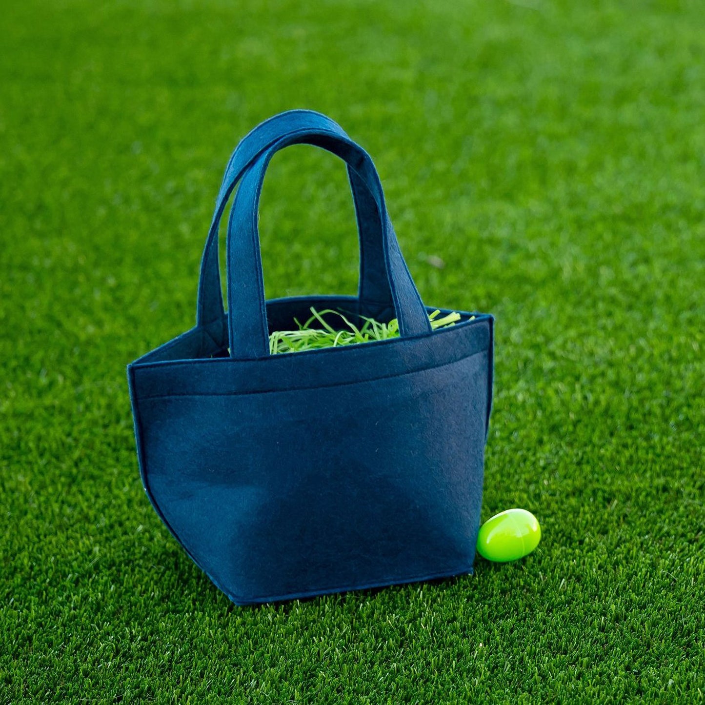 Navy Felt Bucket Tote