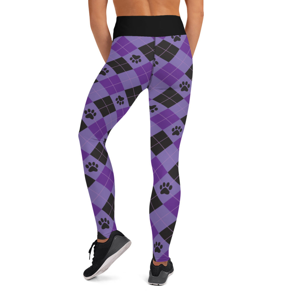 Paw Print Argyle Yoga Leggings