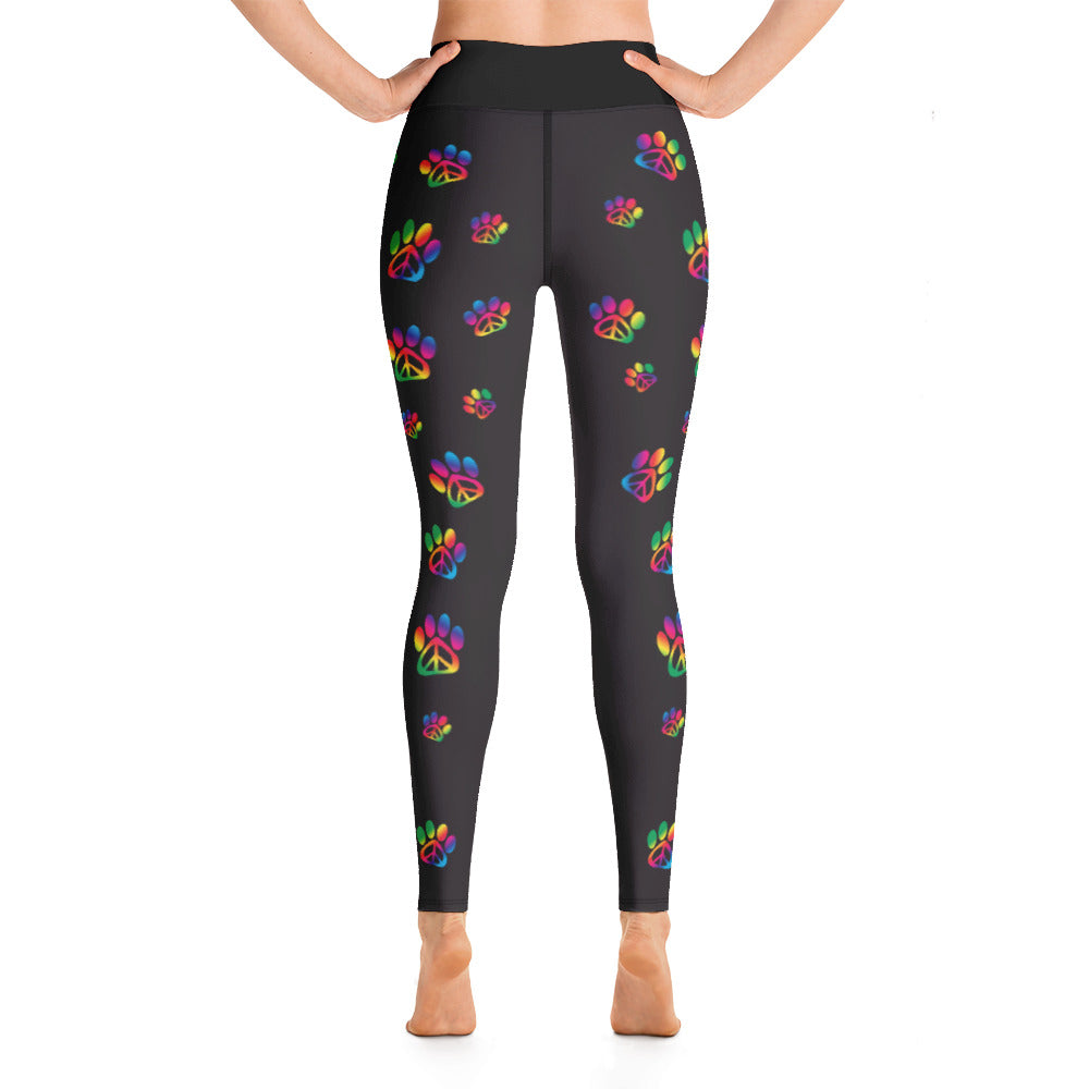 Rainbow Peace Paws Yoga Leggings