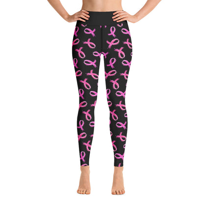 Painted Pink Ribbon Yoga Leggings