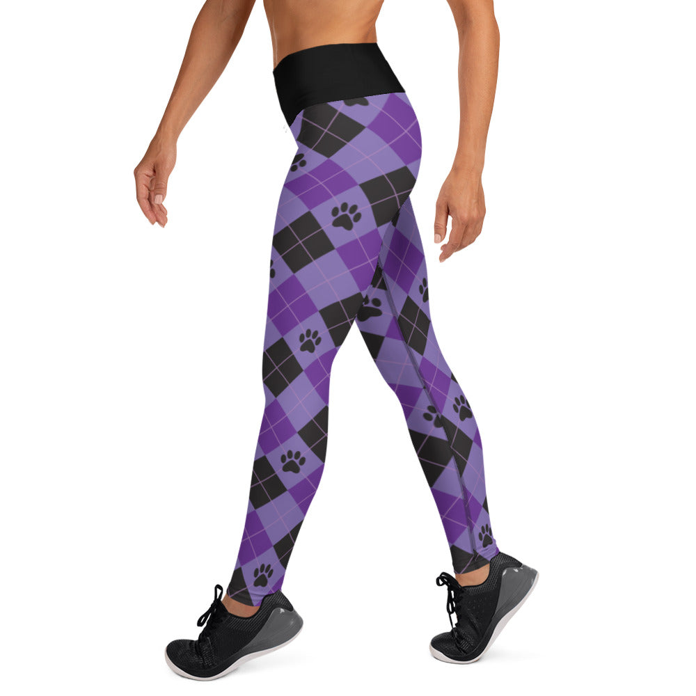 Paw Print Argyle Yoga Leggings