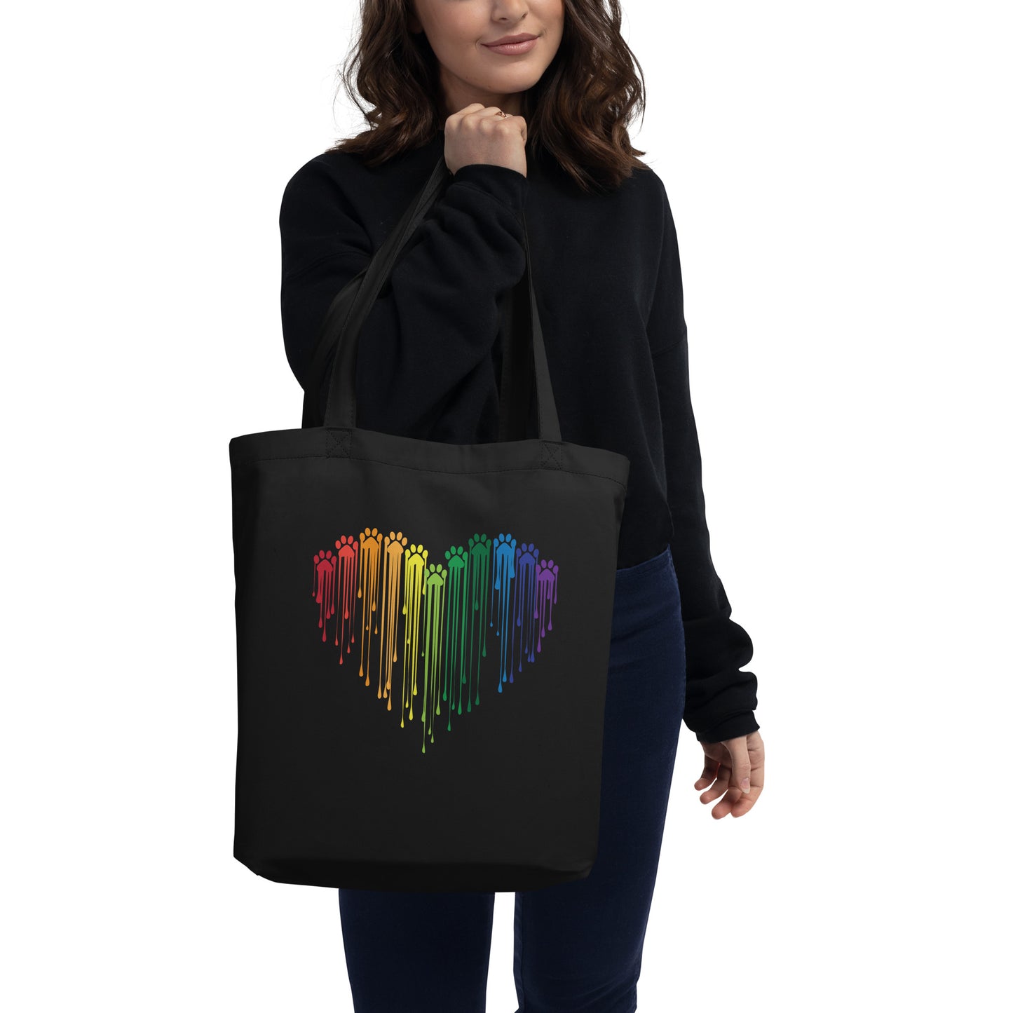 Rainbow Painted Paws Tote Bag