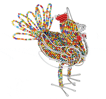 Festive Beaded Rooster Figurine