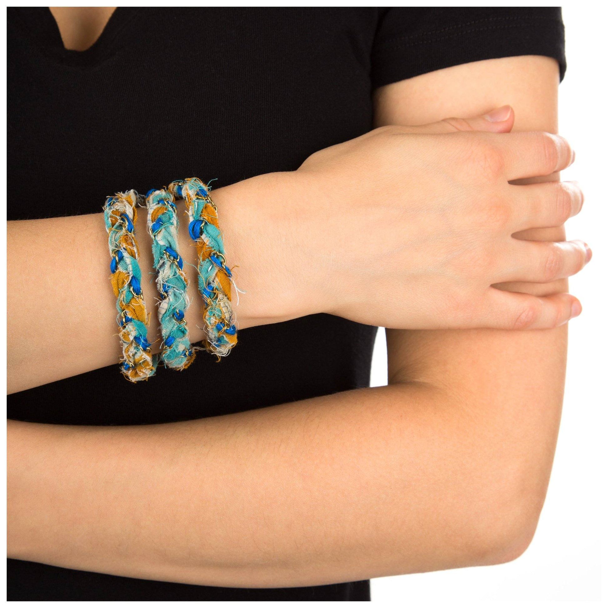 Kantha Braided Chain Wrap Bracelet