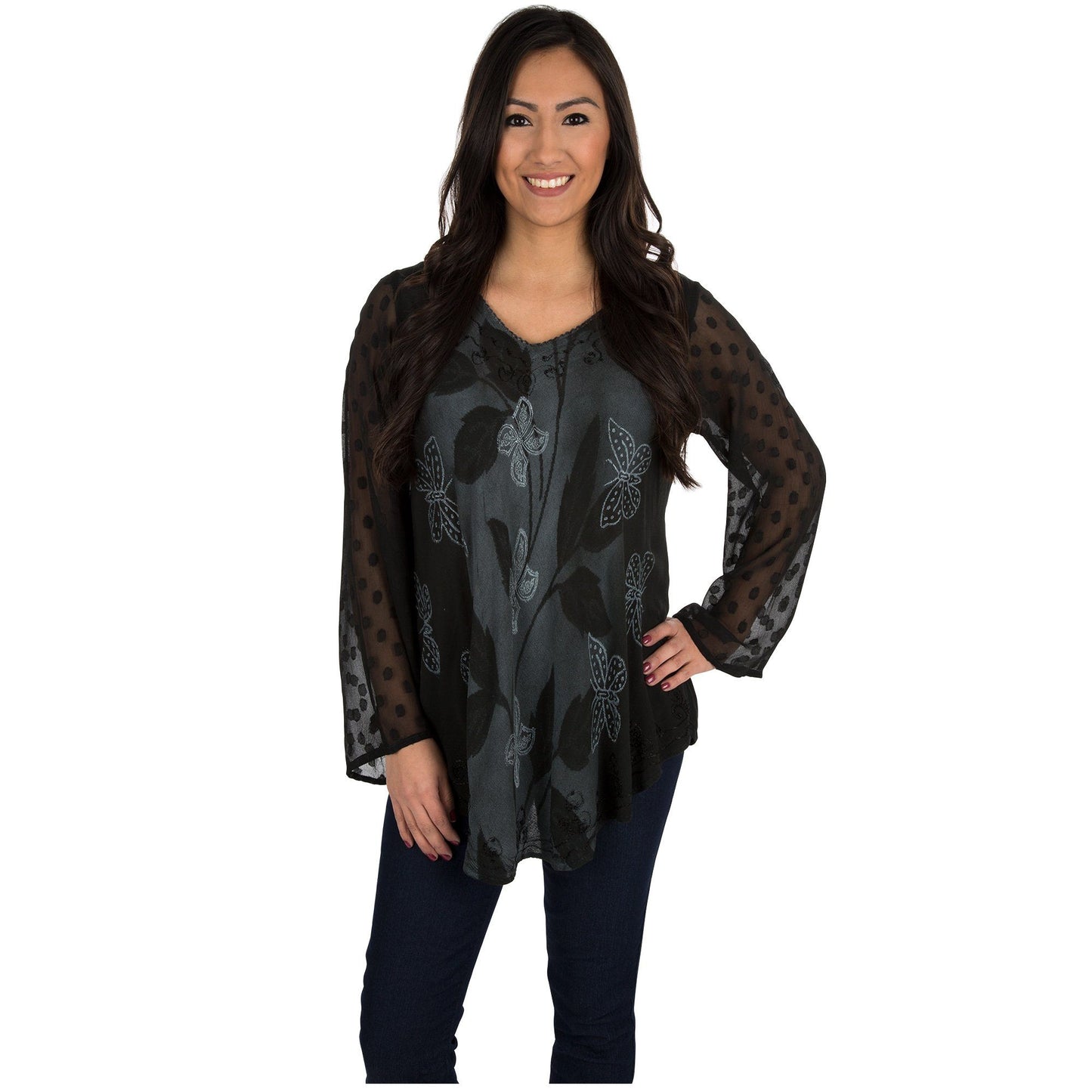 Midnight Butterfly Long Sleeve Tunic