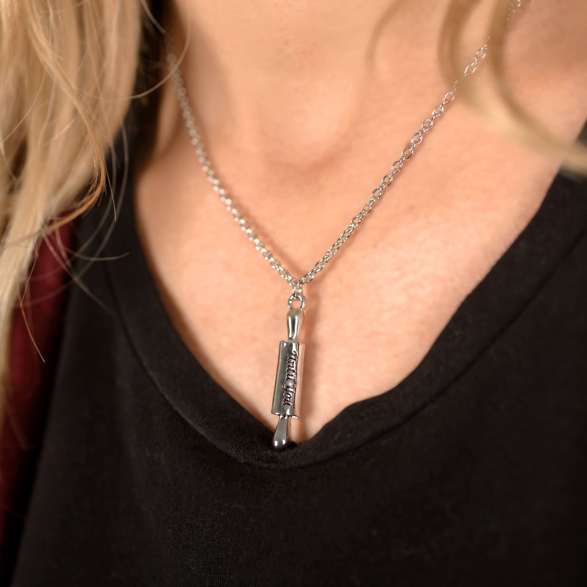 Pewter Rolling Pin Necklace