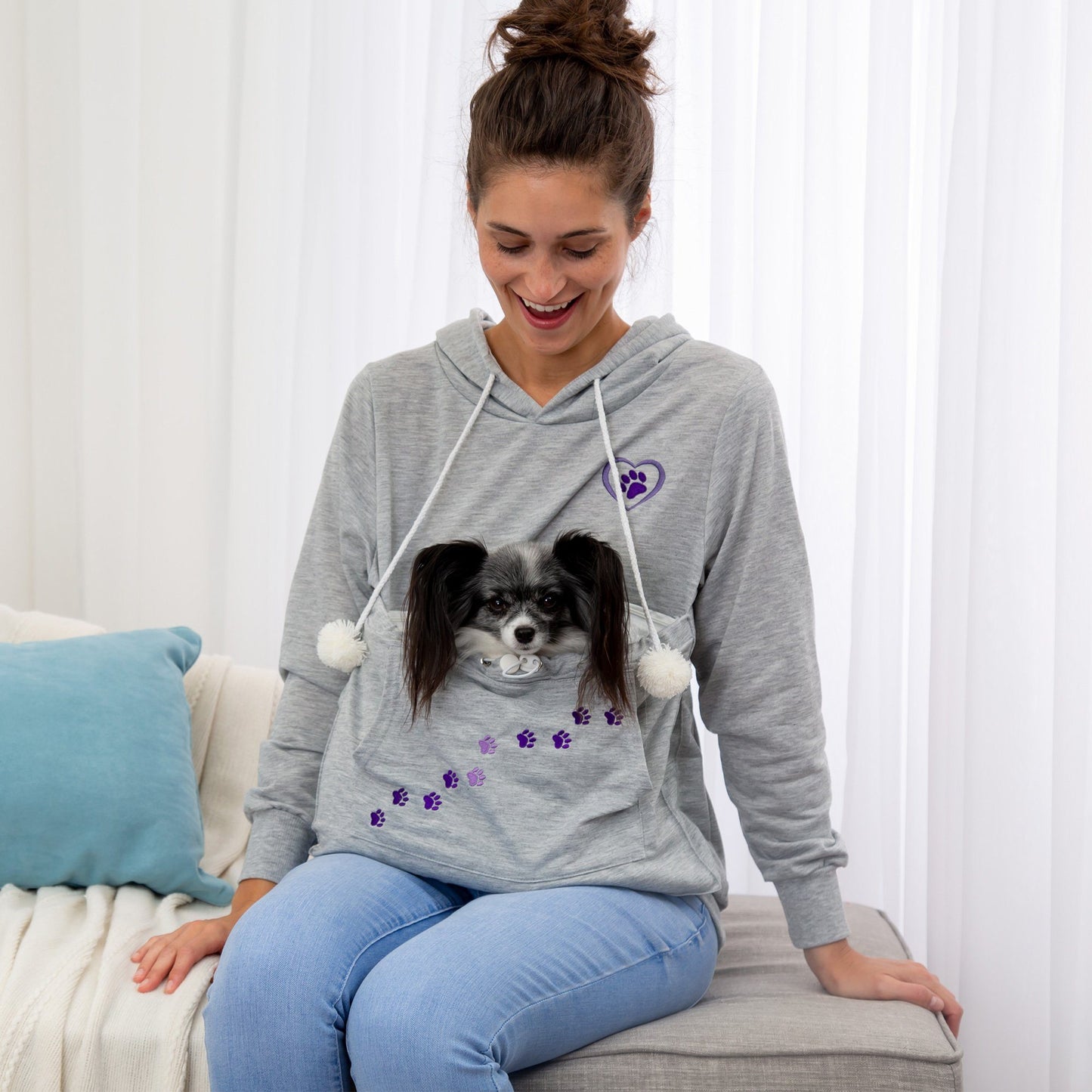 Purple Paw Pet Pouch Hooded Sweatshirt