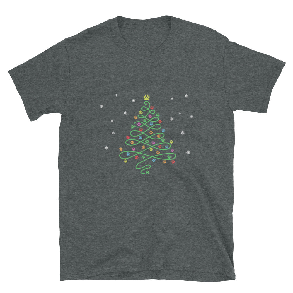 Christmas Paws Swirly Tree T-Shirt