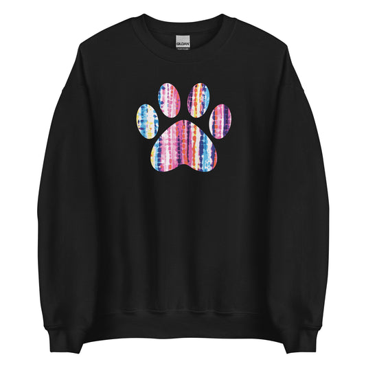 Hues of Pink Tie-Dye Paw Print Crewneck Sweatshirt