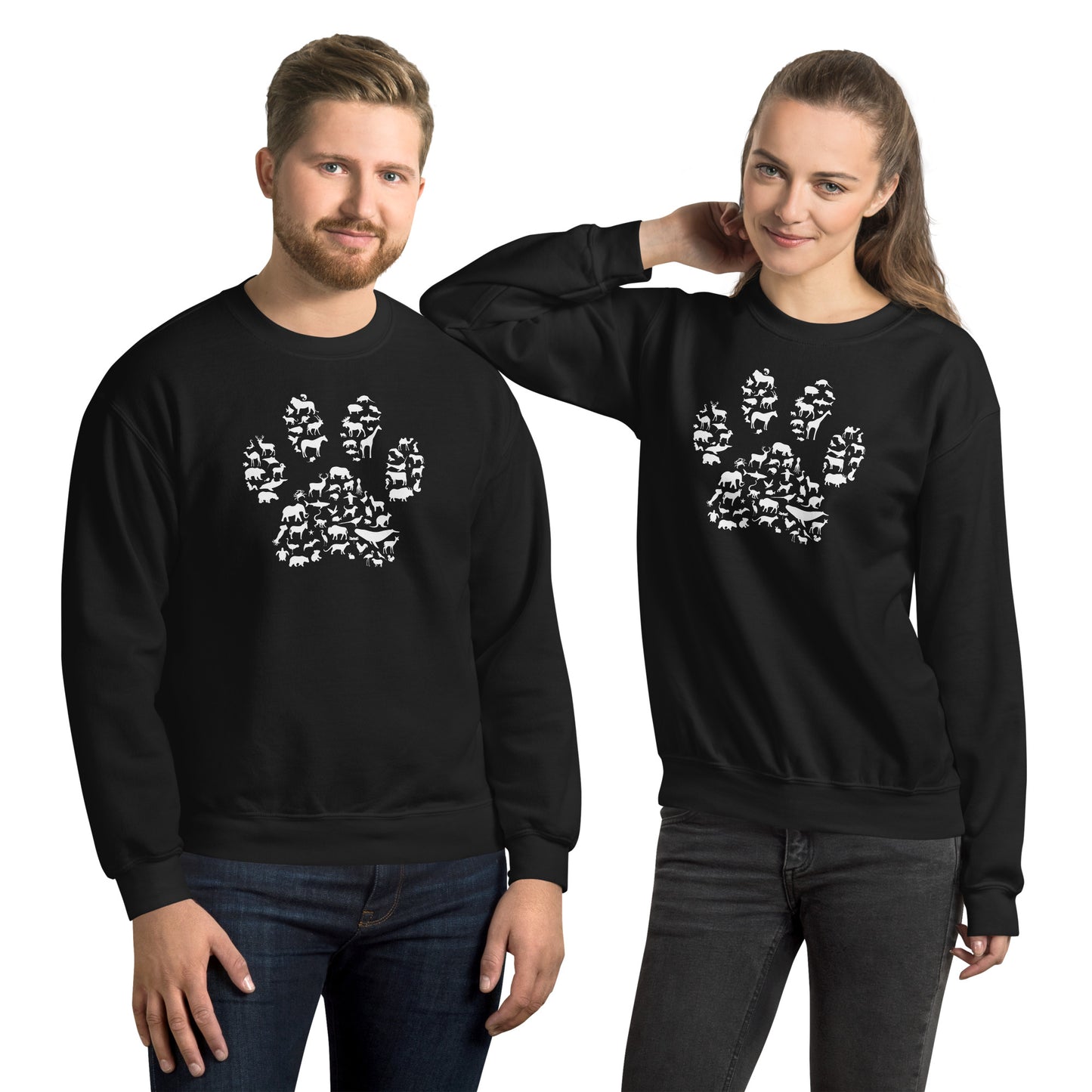 Love for All Animals Paw Print Crewneck Sweatshirt