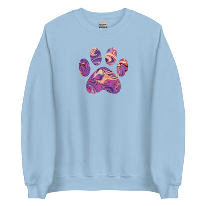 Purple Swirl Marbled Paw Crewneck Sweatshirt