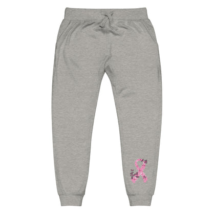 Pink Ribbon Butterflies Take Flight Fleece Sweatpants