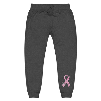 Pink Ribbon Butterflies Take Flight Fleece Sweatpants