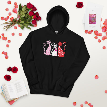 Whimsy Valentine Cats Hoodie