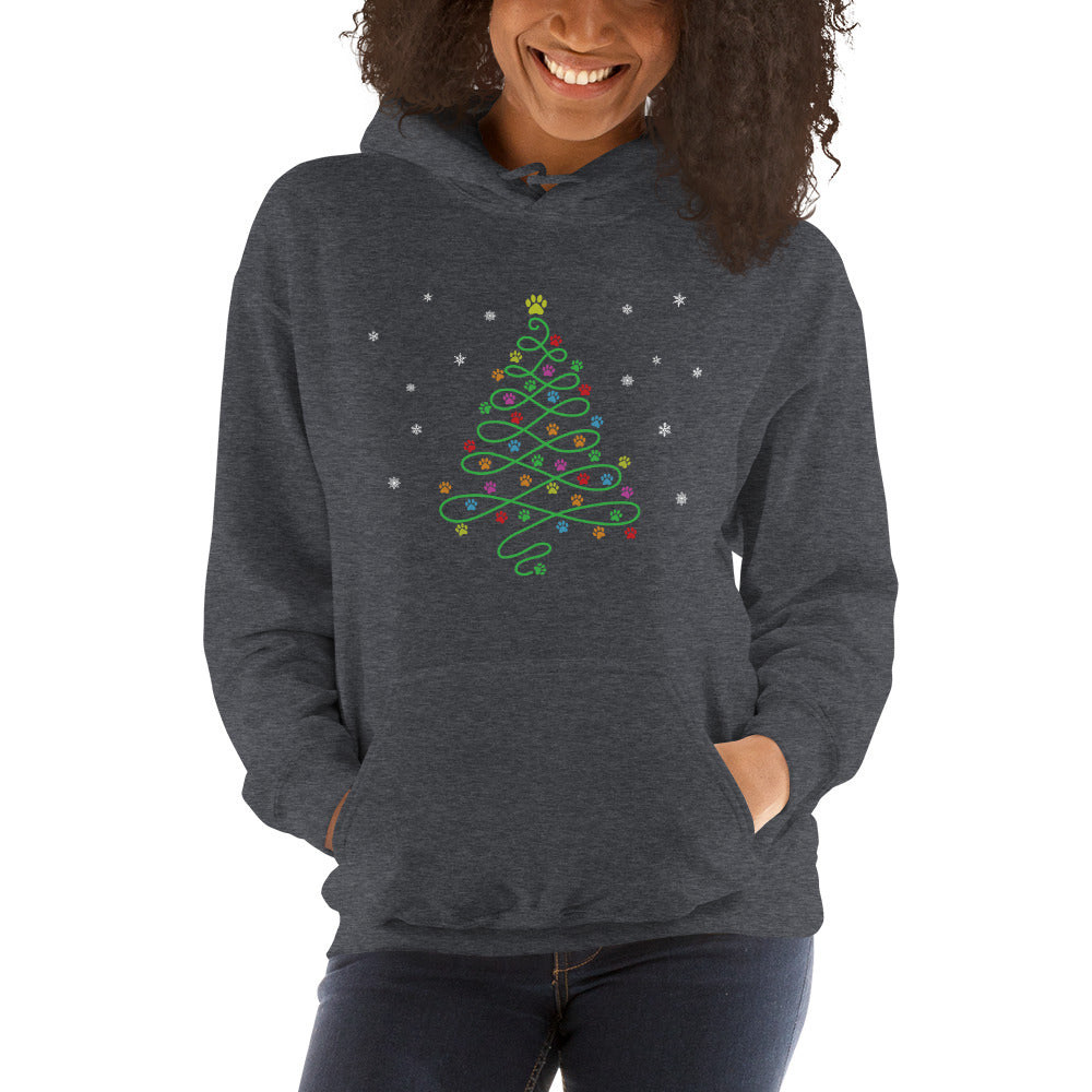 Christmas Paws Swirly Tree Hoodie