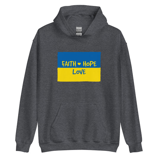 Faith, Hope & Love for Ukraine Hoodie