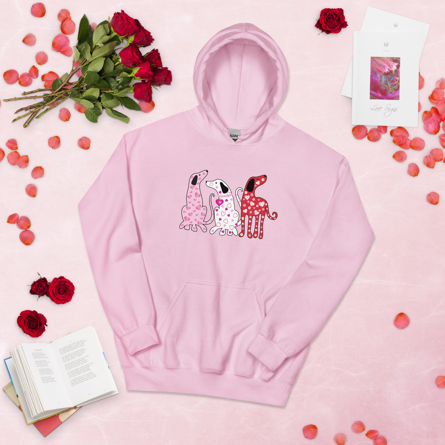 Whimsy Valentine Dogs Hoodie