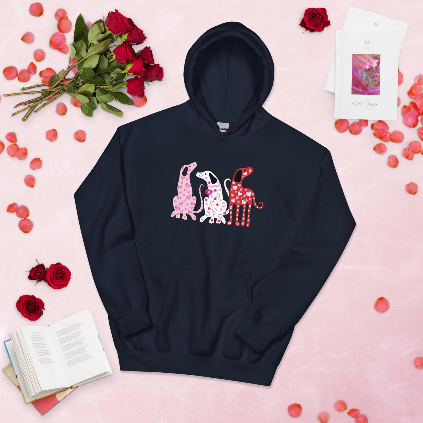 Whimsy Valentine Dogs Hoodie