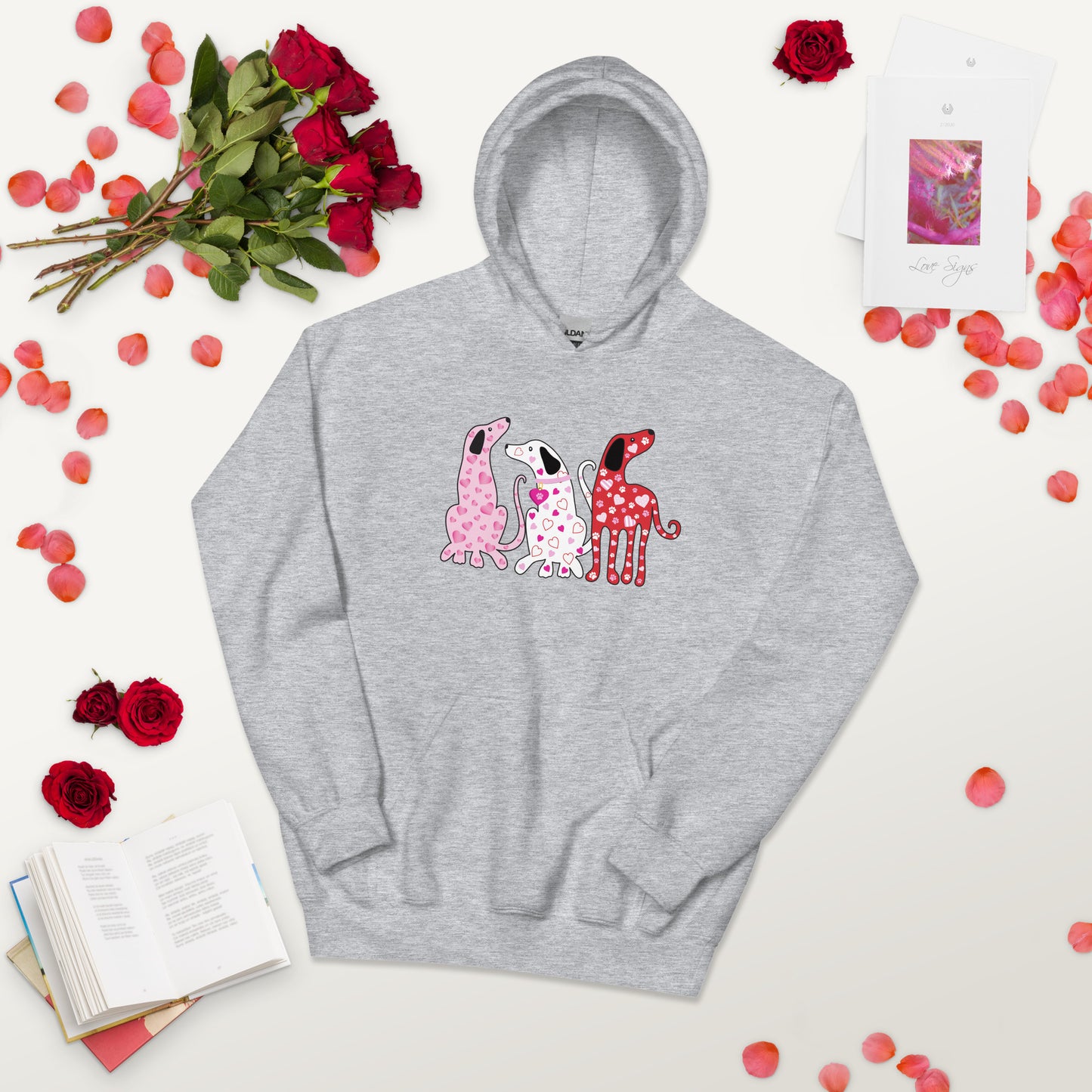 Whimsy Valentine Dogs Hoodie