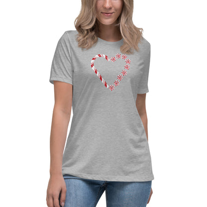 Candy Cane Heart Women's Relaxed T-Shirt