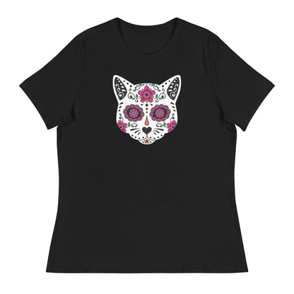 Sugar Skull Cat Women's Relaxed T-Shirt