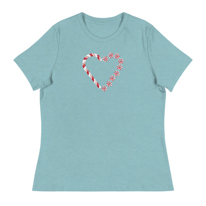 Candy Cane Heart Women's Relaxed T-Shirt