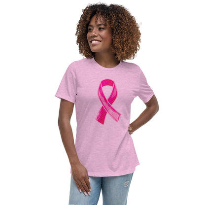 Watercolor Pink Ribbon Women's Relaxed T-Shirt