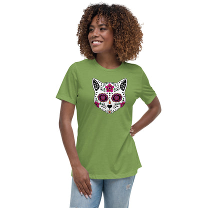 Sugar Skull Cat Women's Relaxed T-Shirt