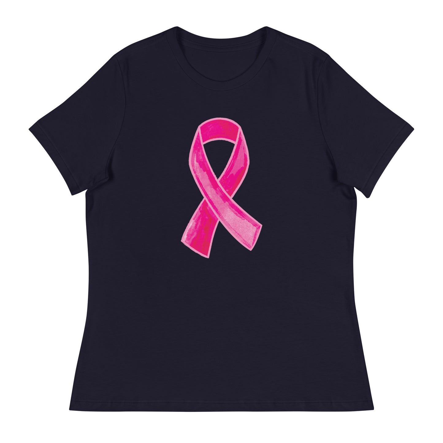 Watercolor Pink Ribbon Women's Relaxed T-Shirt