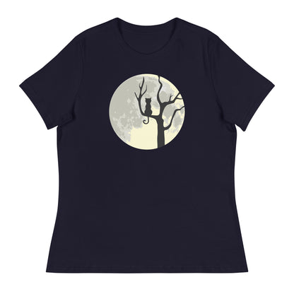 Spooky Tree & Cat Women's Relaxed T-Shirt