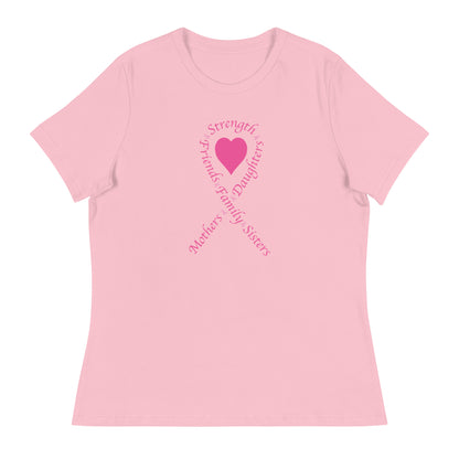 Pink Heart Ribbon Women's Relaxed T-Shirt