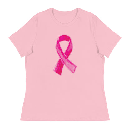 Watercolor Pink Ribbon Women's Relaxed T-Shirt