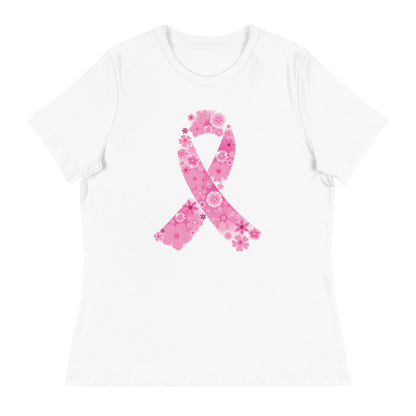 Pink Ribbon Floral Women's Relaxed T-Shirt