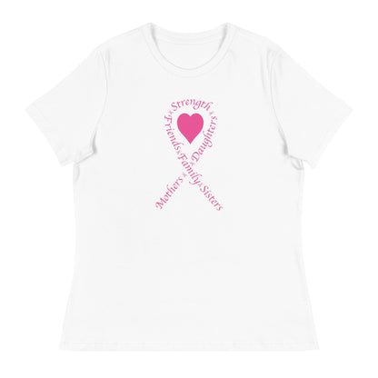 Pink Heart Ribbon Women's Relaxed T-Shirt