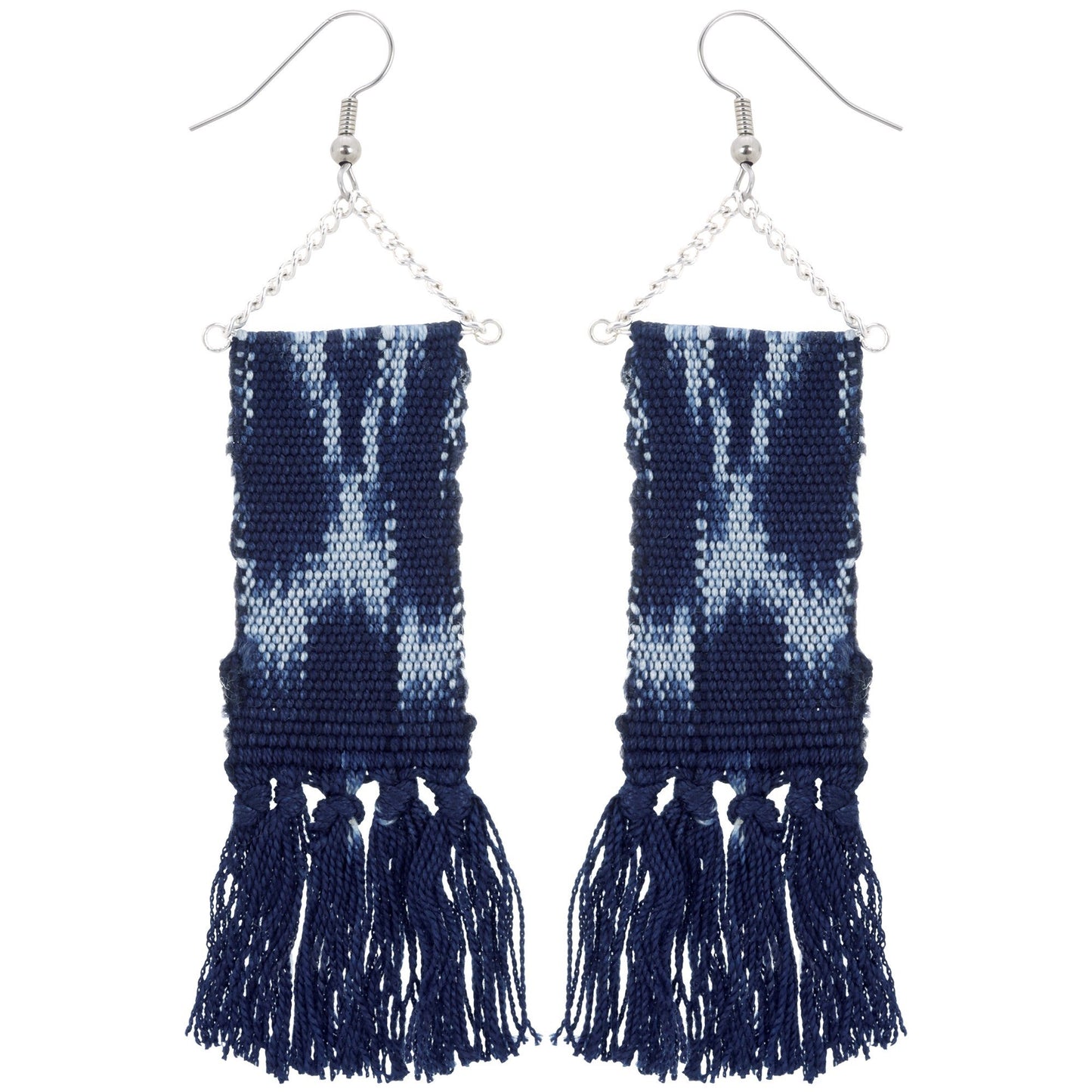 Woven Ikat Fringe Earrings